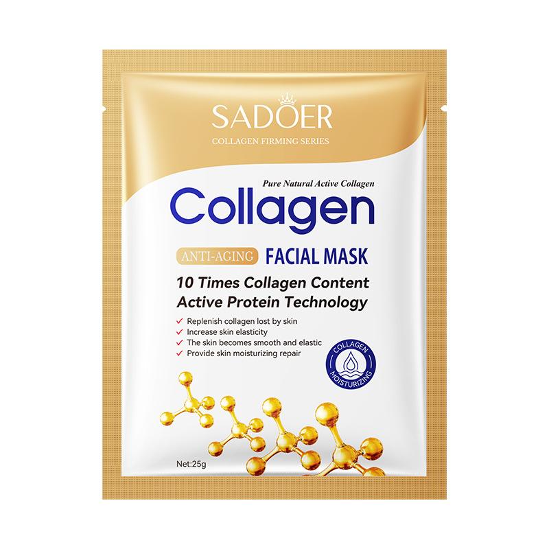 Mască Facială Tip Șervețel Hidratantă, Efect Anti-Îmbătrânire cu Colagen, Sadoer, 25 ml