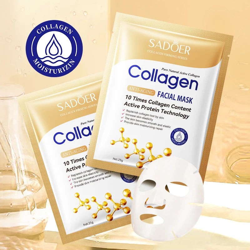 Mască Facială Tip Șervețel Hidratantă, Efect Anti-Îmbătrânire cu Colagen, Sadoer, 25 ml