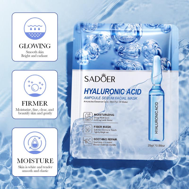 Mască Facială Tip Șervețel Hidratantă cu Acid Hialuronic, Sadoer, 25 ml