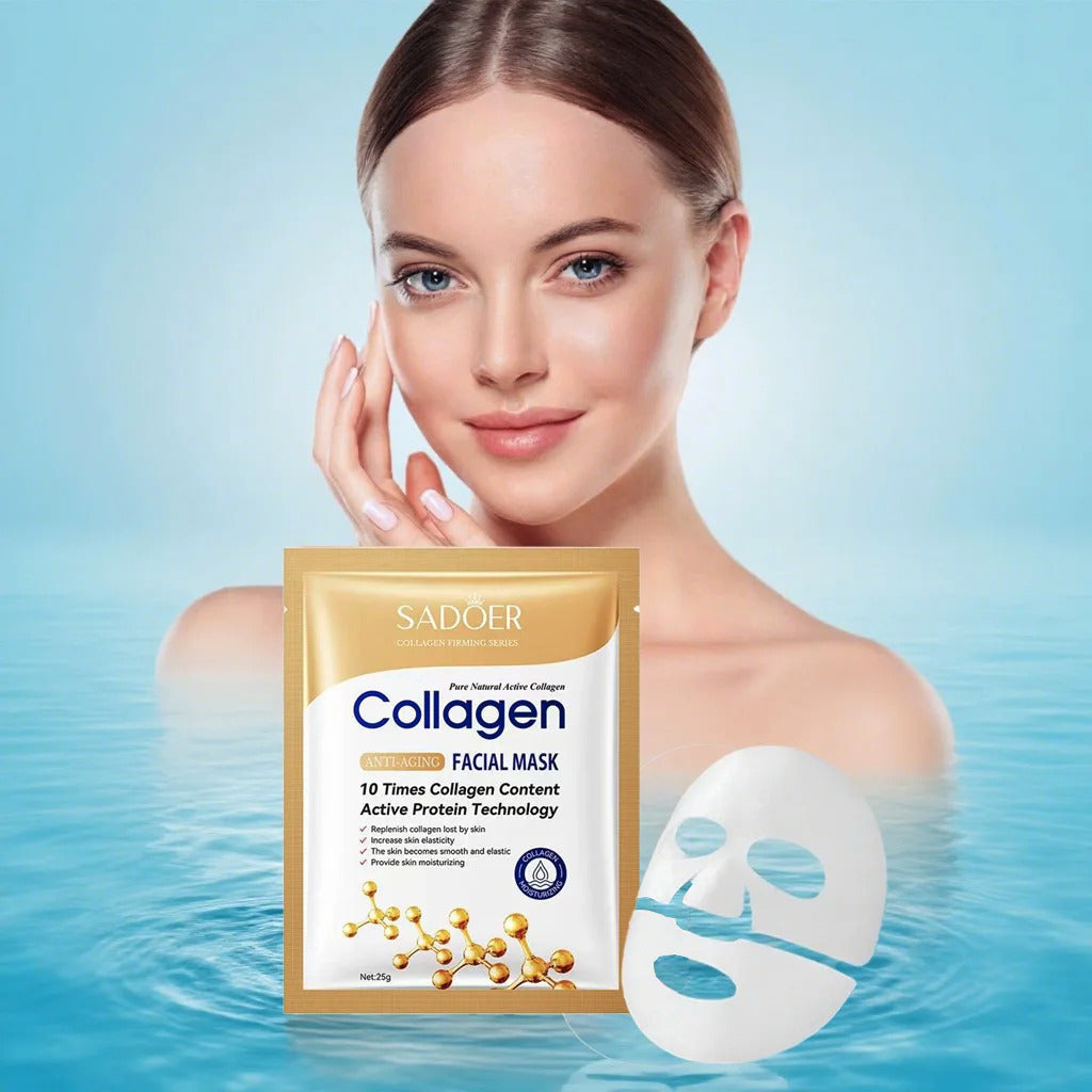 Mască Facială Tip Șervețel Hidratantă, Efect Anti-Îmbătrânire cu Colagen, Sadoer, 25 ml