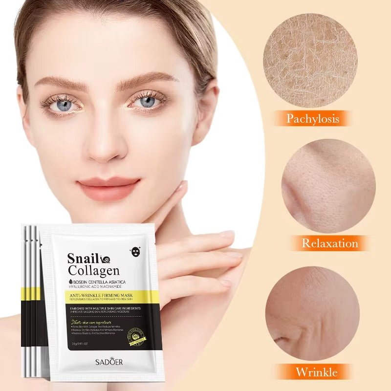 Mască Facială Tip Șervețel Hidratantă, Efect Anti-Rid cu Extract de Melc și Colagen, Sadoer, 25 ml